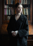 永夜提花短大衣 Black Structured Jacquard Coat