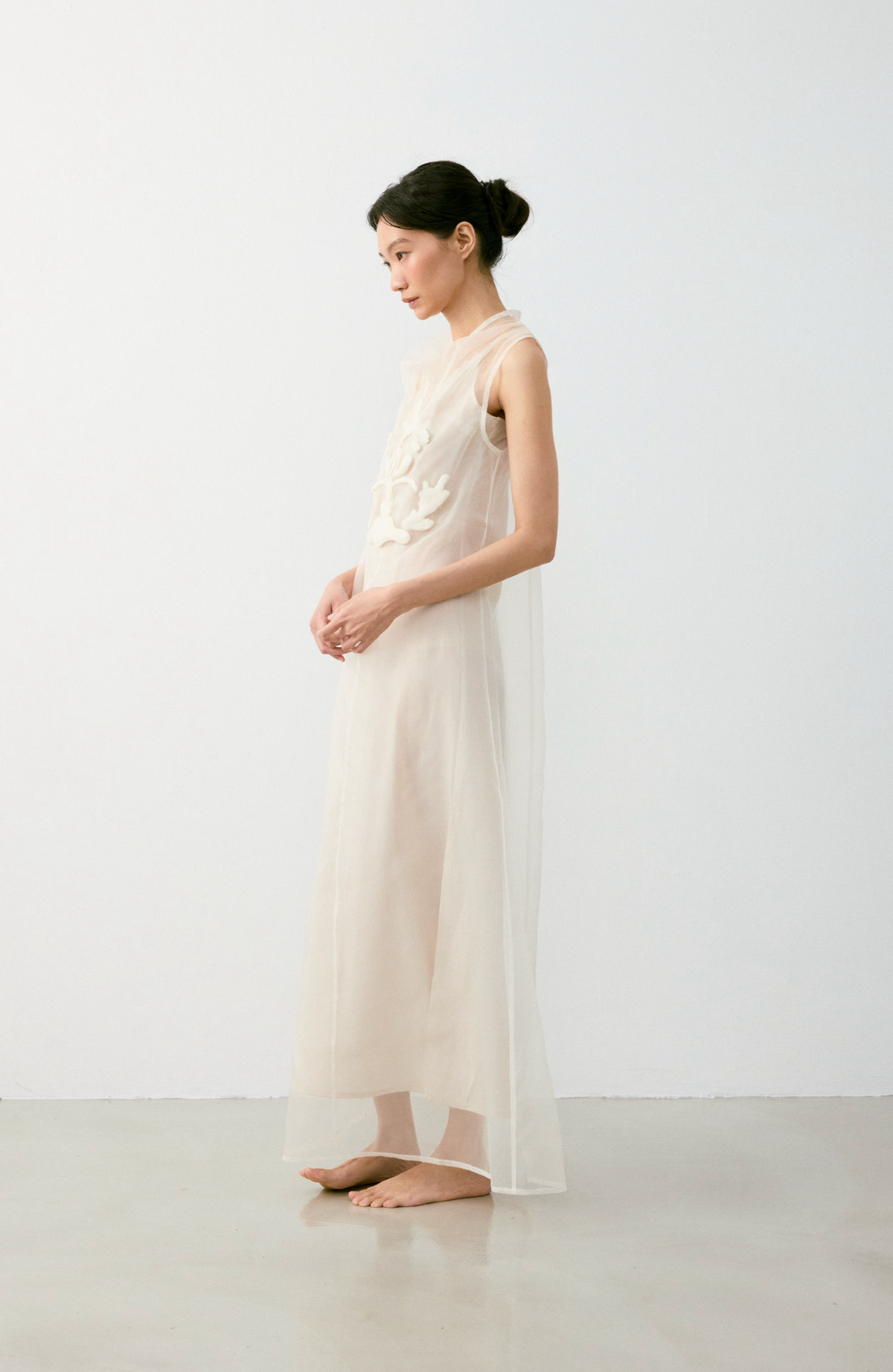 氈紋立領透洋裝 WOOL PATTERN DRESS
