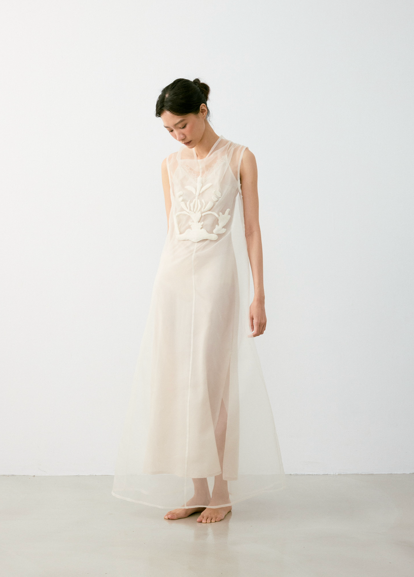 氈紋立領透洋裝 WOOL PATTERN DRESS