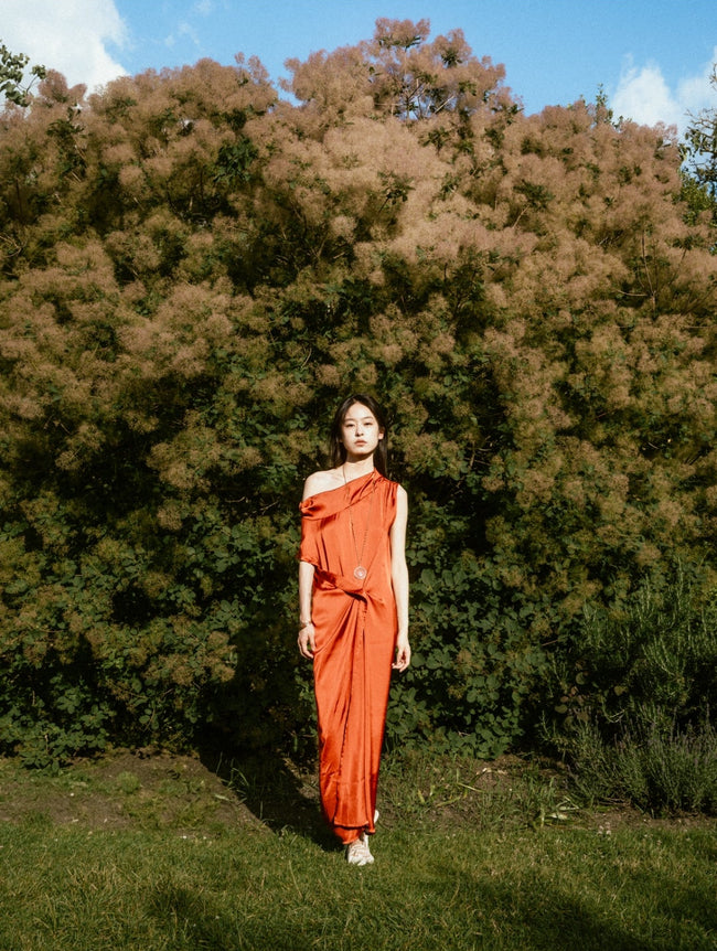 楓雨斜肩洋裝 Maple Dress